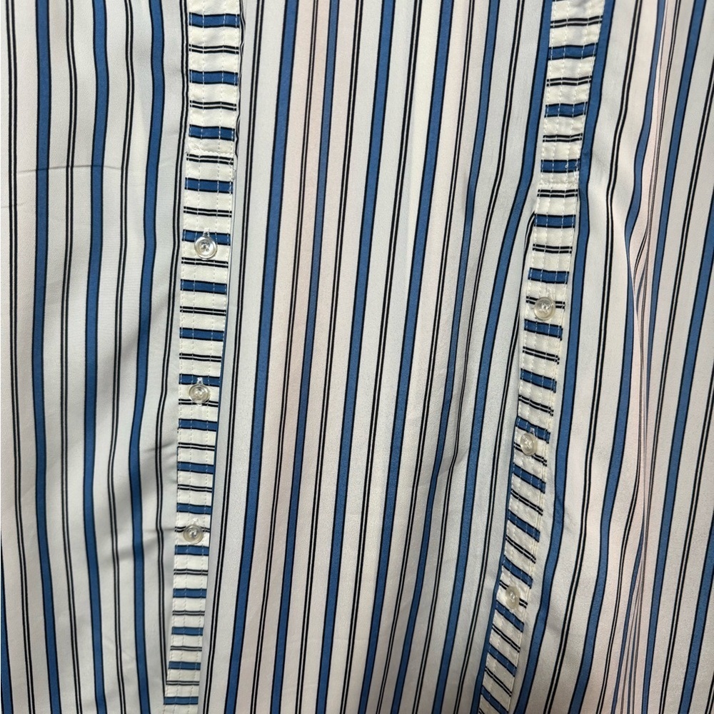 ECI New York Blue and White Striped Long Sleeve Shirt  Dress - Picture 6 of 9